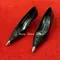 Silver Metal Pointed Toe Design Patent Leather Women's Pumps Shallow Mouth Kitten Heel Office Lady Suit Daily Versatile Pumps