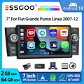 ESSGOO Autorradio Android 14 7" Schermo Touch IPS 64GB per Fiat Linea Grande Punto CarPlay Wireless Android Auto GPS Navigazione FM WiFi Bluetooth RDS Comandi al Volante Mirror Link Lettore
