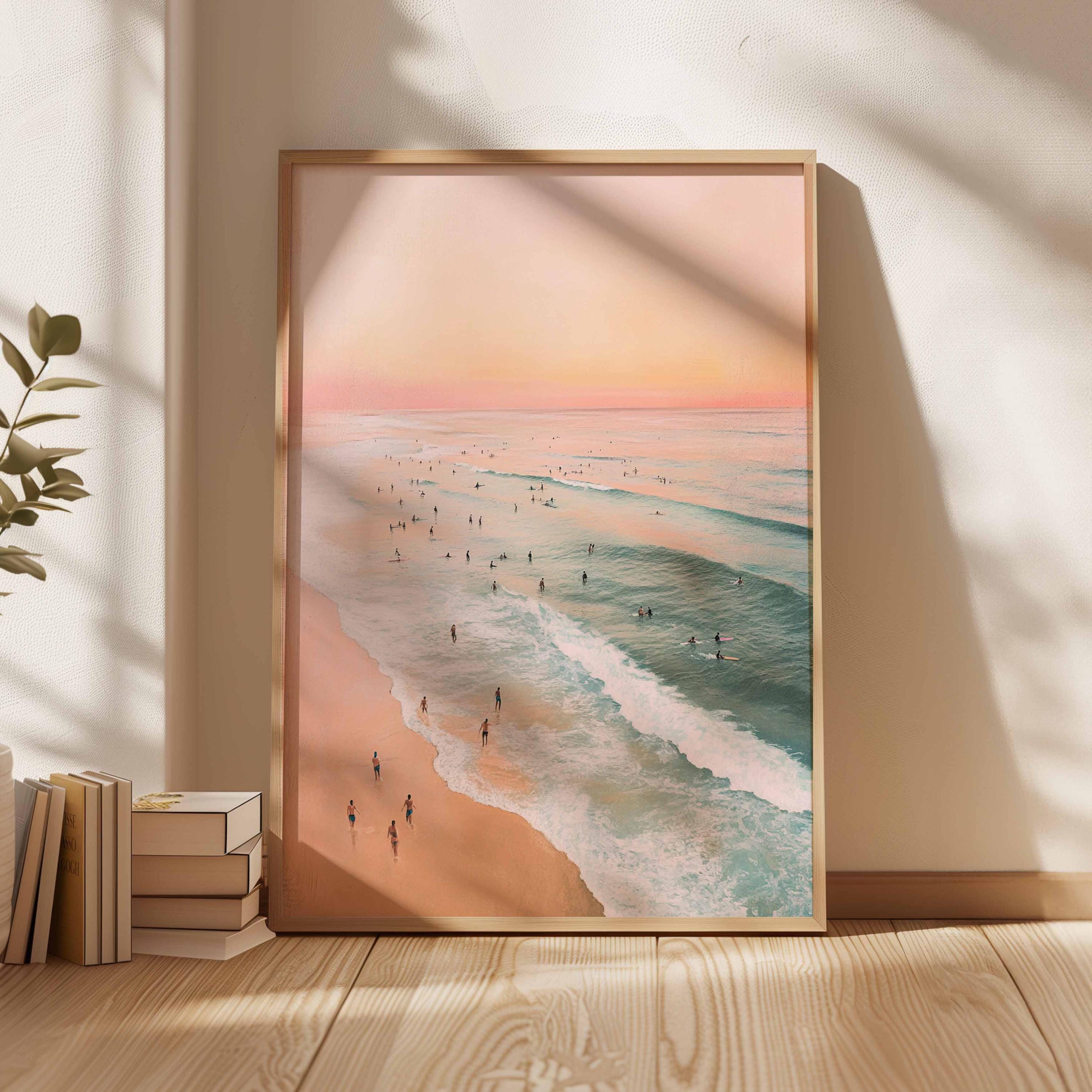 Poster di nuoto, stampa retrò di nuoto, arte murale sulla spiaggia, arte murale blu, stampa estiva sull'oceano, decorazione con dopamina, poster sulla