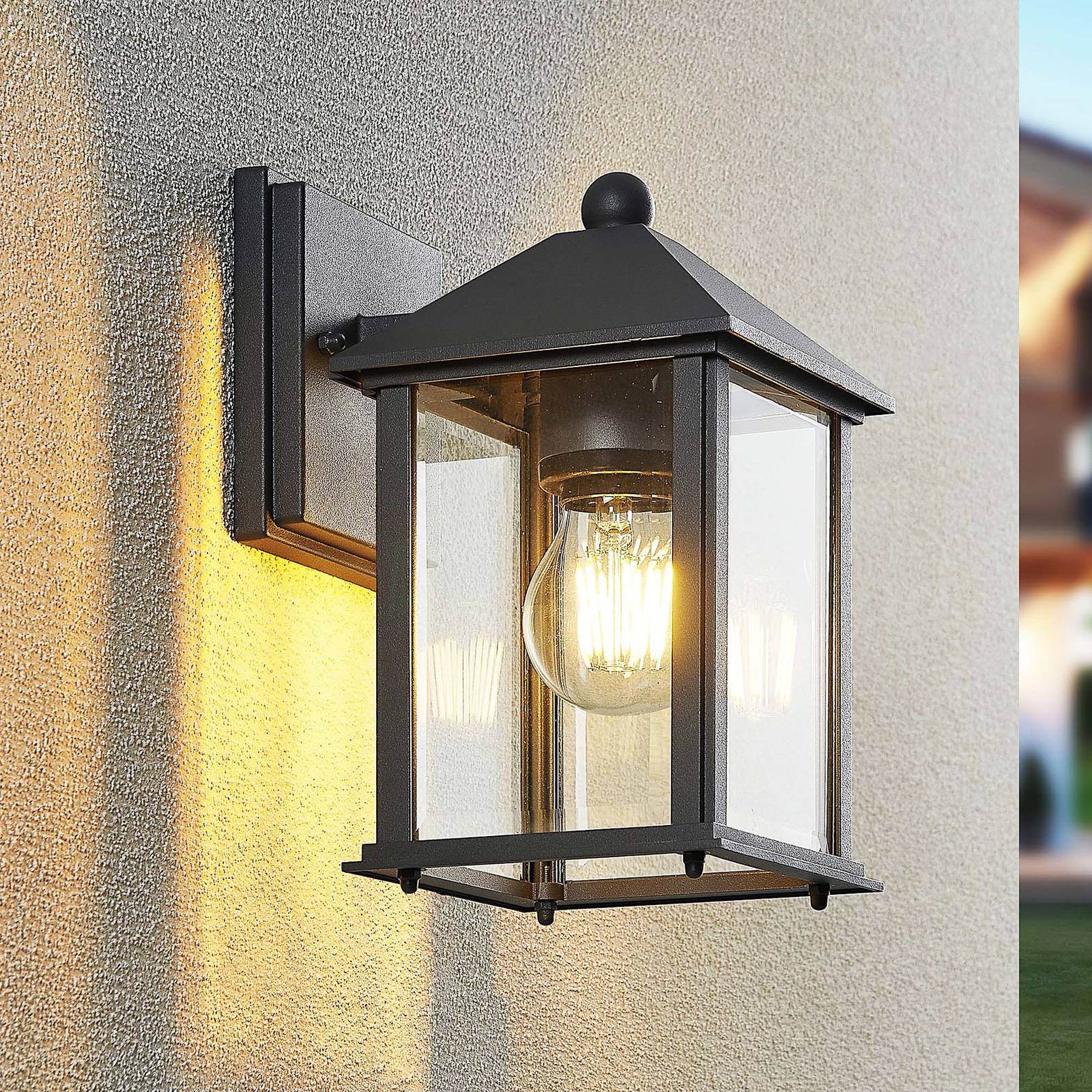 Outdoor Wall Light Giavanna Lindby, dimmable, Black, Aluminium, Modern, Outdoor Wall Light