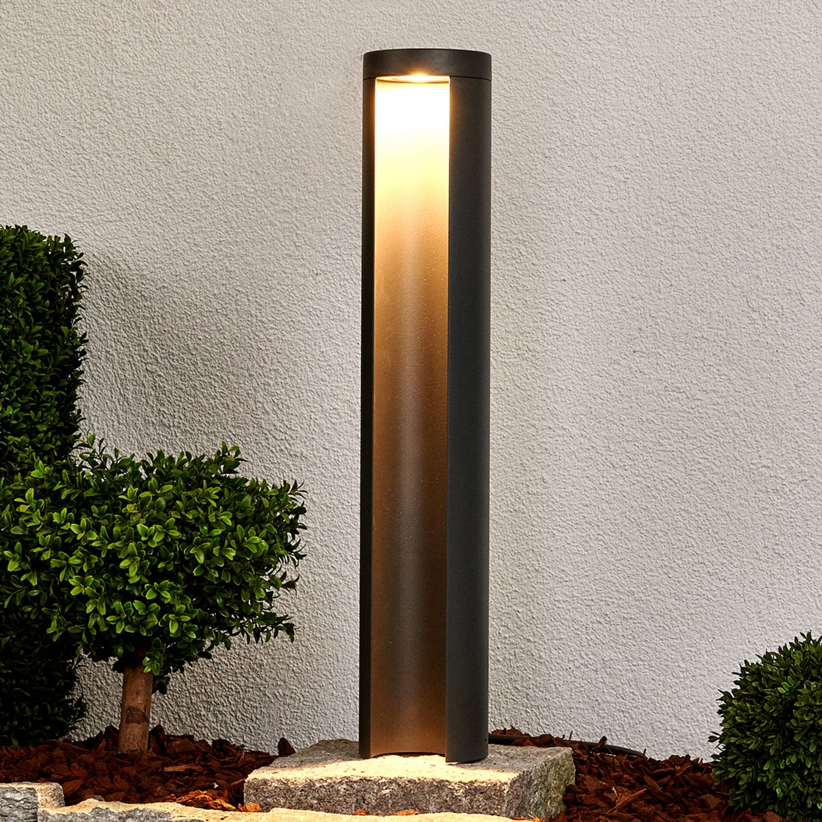 LED Pathway Light JARON Lucande, Alu / grey / zinc, Aluminium, Modern, Outdoor lights
