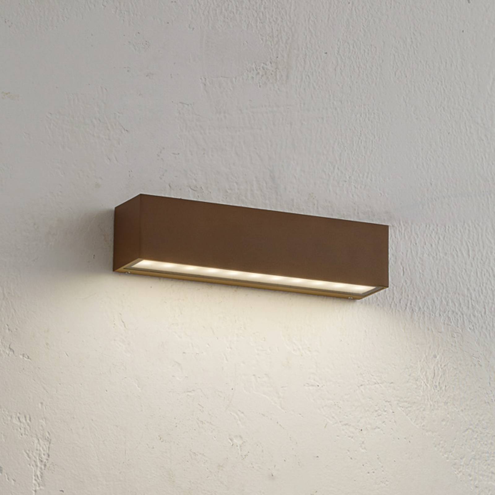 LED Outdoor Wall Light Lengo Lucande, Brown / rust, Aluminium, Modern, Outdoor Wall Light