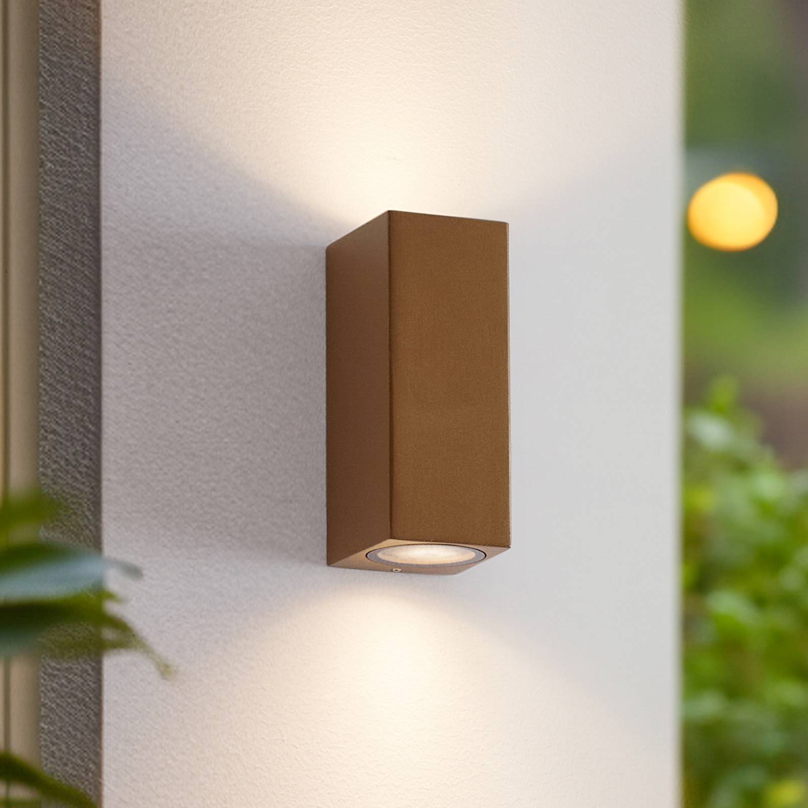 Outdoor Wall Light Xava Lucande, dimmable, Brown / rust, Aluminium, Modern, Outdoor Wall Light