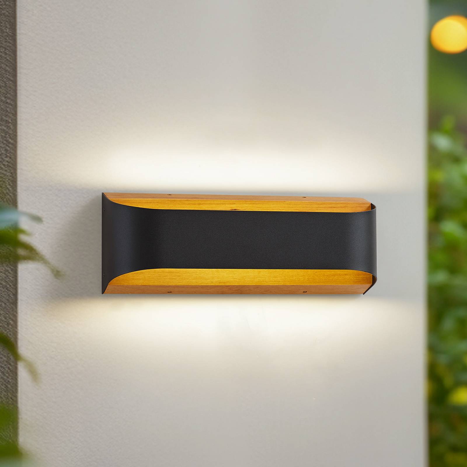 LED Outdoor Wall Light Lenore Lindby, Black, Aluminium, Modern, Outdoor Wall Light