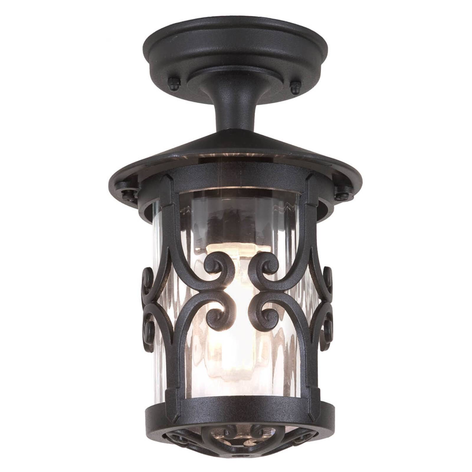 Elstead Hereford ceiling lantern for outdoor areas, Black, Aluminium, Antique, Ceiling Light Outdoor