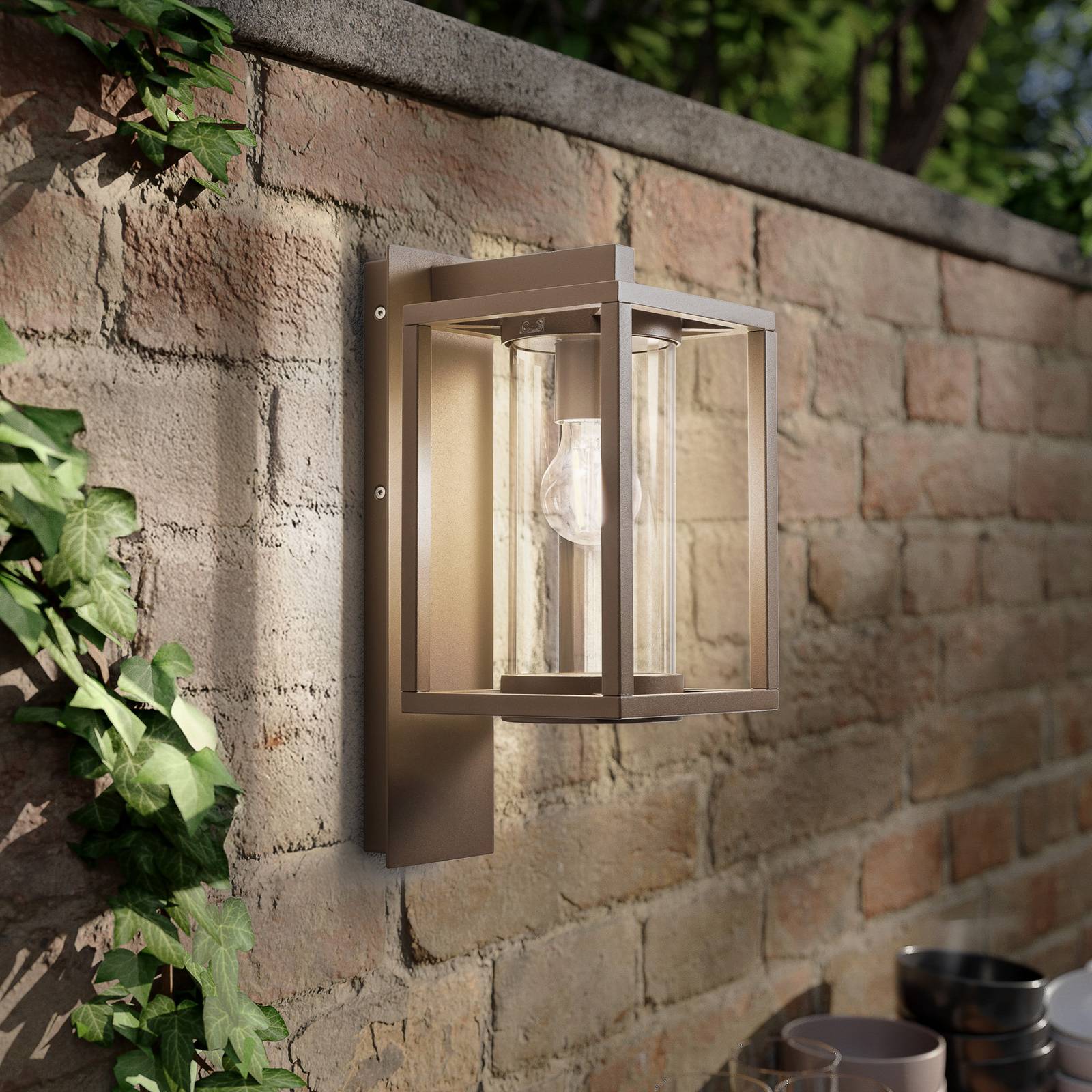 Outdoor Wall Light Ferda Lucande, dimmable, Brown / rust, Aluminium, Modern, Outdoor Wall Light