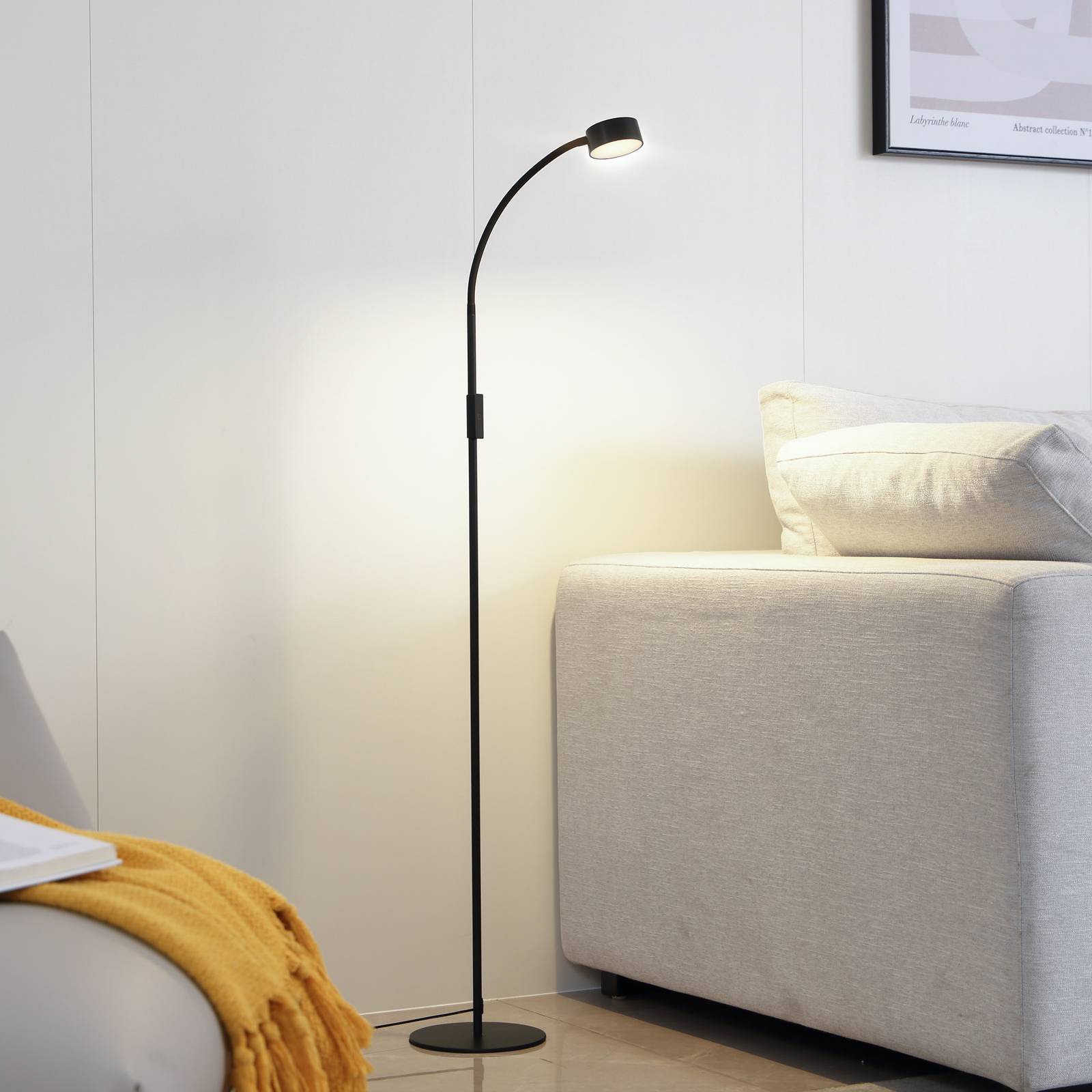 Floor Lamp Maori Lindby, dimmable, Black, Workroom / Office, metal, Modern, Floor Lamp