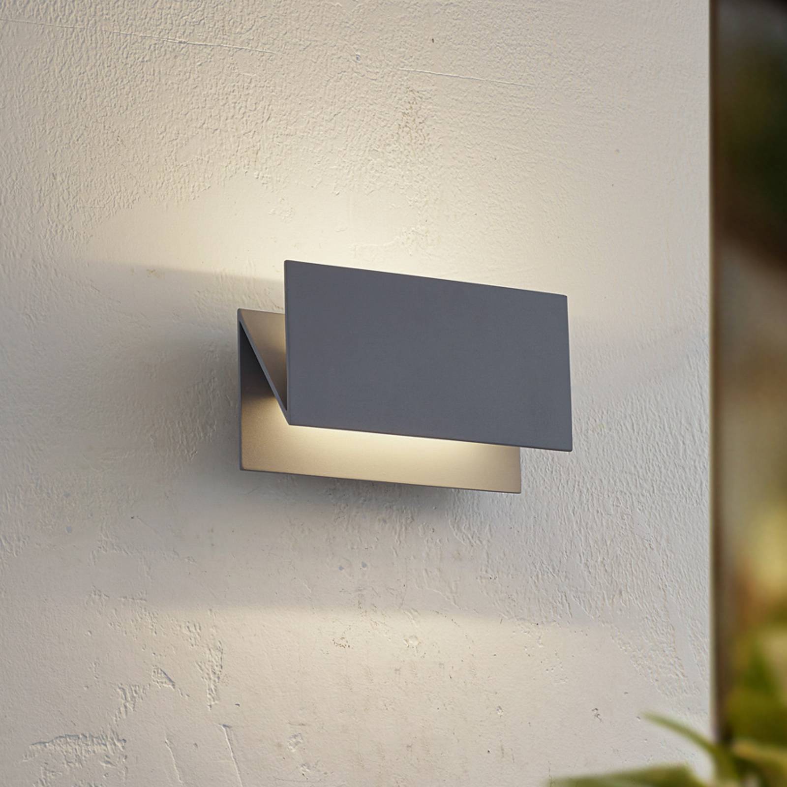 LED Outdoor Wall Light Meja Lucande, Alu / grey / zinc, Modern, Outdoor Wall Light
