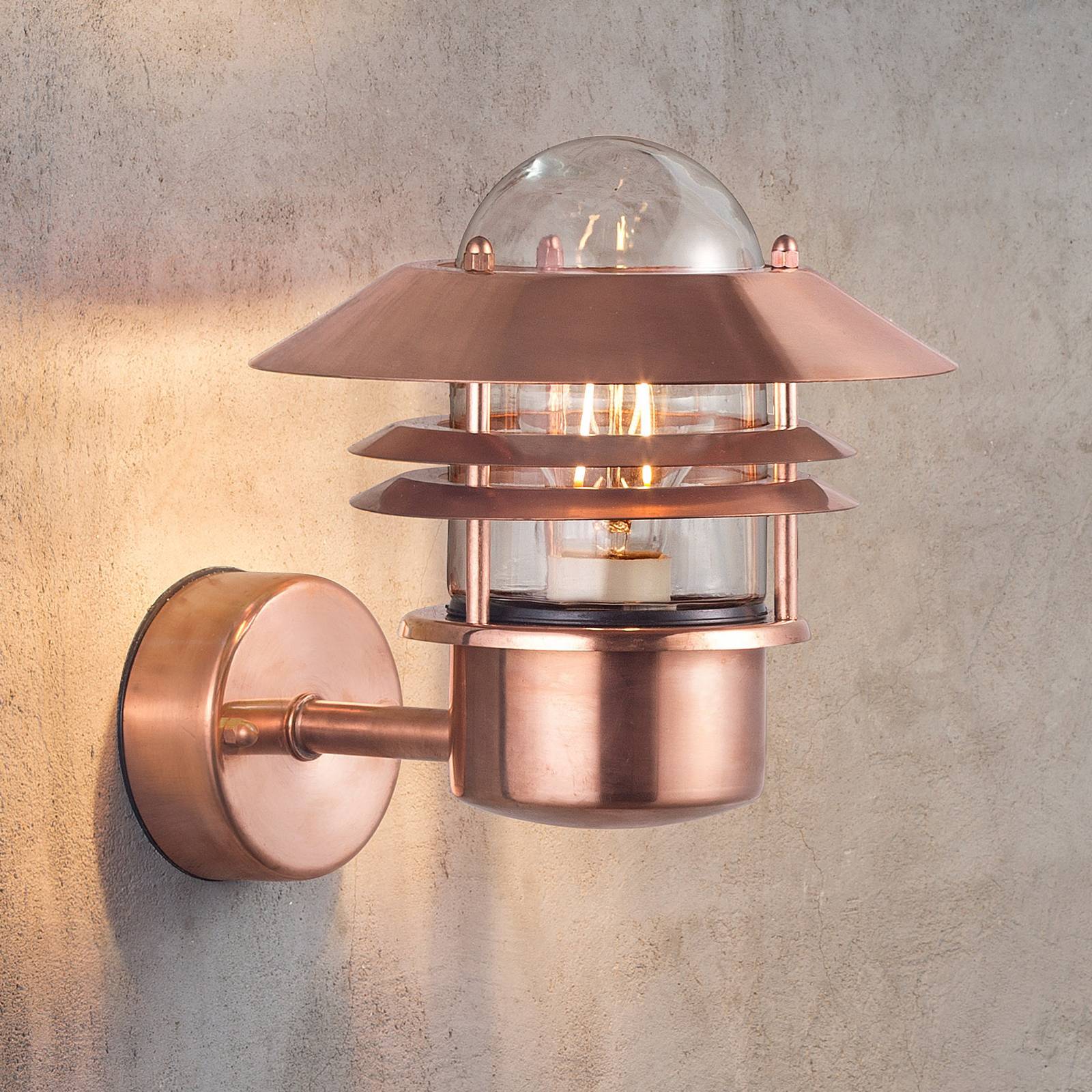Nordlux Outdoor Wall Light BLOKHUS, dimmable, Copper, Copper, Outdoor Wall Light