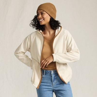 Anyweather™ Water Repellent Hooded Fleece Jacket, Women, size: 10-12, regular, Ivory, Polyester, by Lands' End