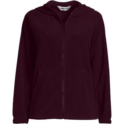 Anyweather Hooded Fleece Jacket, Women, size: 10-12, petite, Red, Polyester, by Lands' End