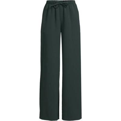 Flowing Woven Trousers with Elastic Waistband, Women, size: 16, regular, Green, by Lands' End