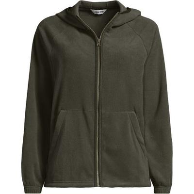 Anyweather™ Water Repellent Hooded Fleece Jacket, Women, size: 8, regular, Green, Polyester, by Lands' End
