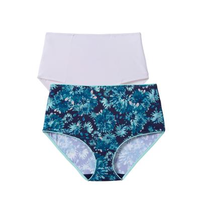 Plus Size Women's Comfort Choice ® 2-Pack Microfiber Brief by Comfort Choice in Navy Floral Pack (Size 10)