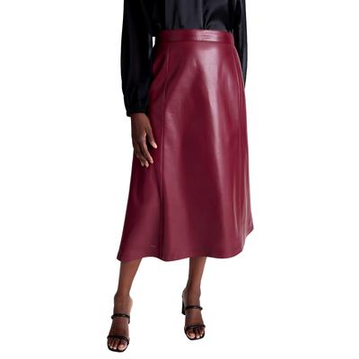 Plus Size Women's Faux Leather Midi Skirt by Jessica London in Merlot (Size 16 W)