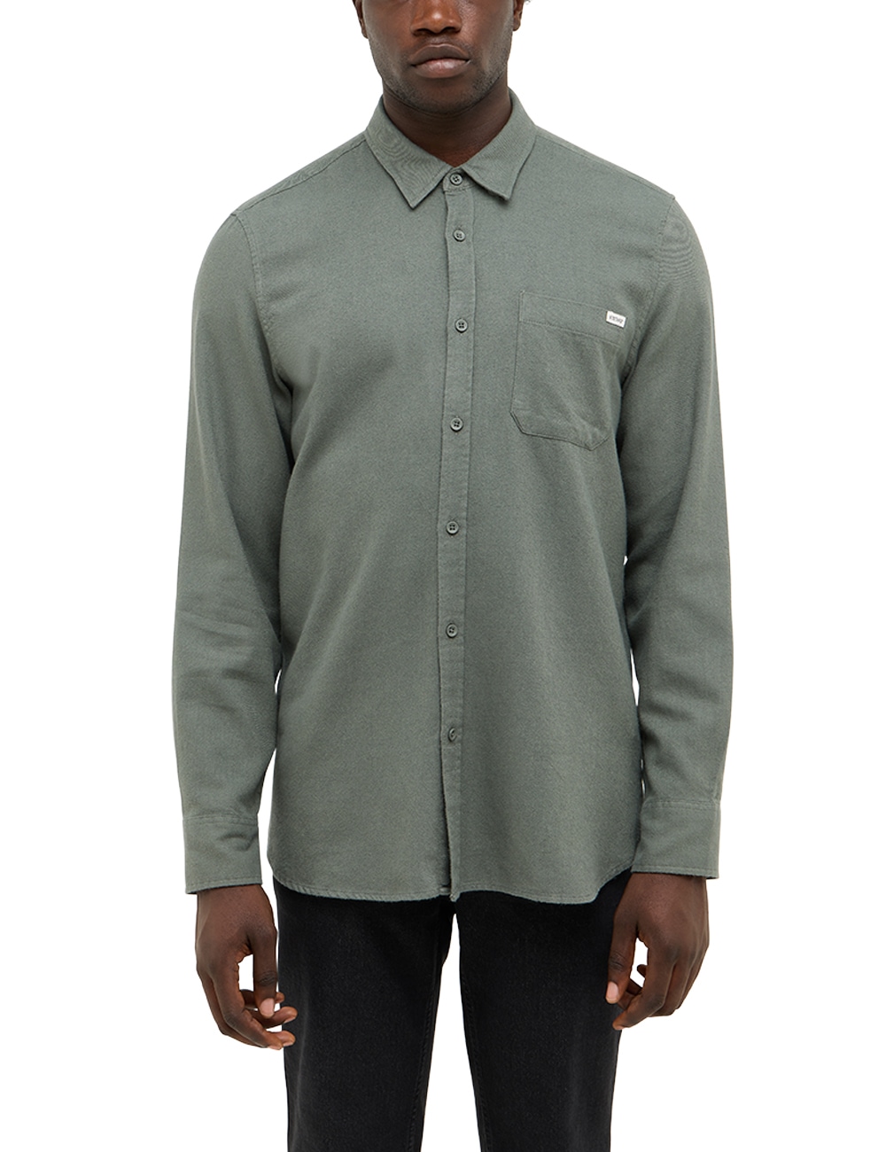 Langarmhemd MUSTANG "Herren Style Eastbridge", Herren, Gr. XL, US-Größen, grün 6473, Web, 100% Baumwolle, unifarben, regular fit, Hemden