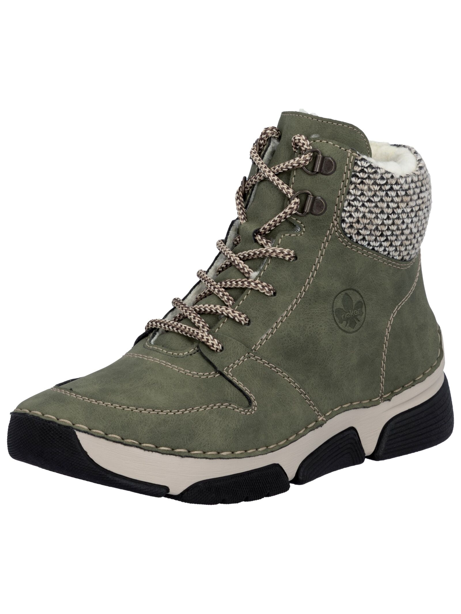 Schnürstiefelette RIEKER "Rieker Stiefelette Lederimitat", Damen, Gr. 38, grün (dunkelgrün), Lederimitat, Schuhe