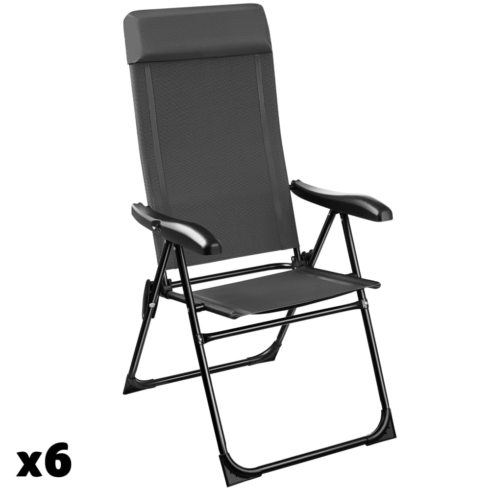 Set di 6 sedie da campeggio pieghevoli in alluminio con poggiatesta