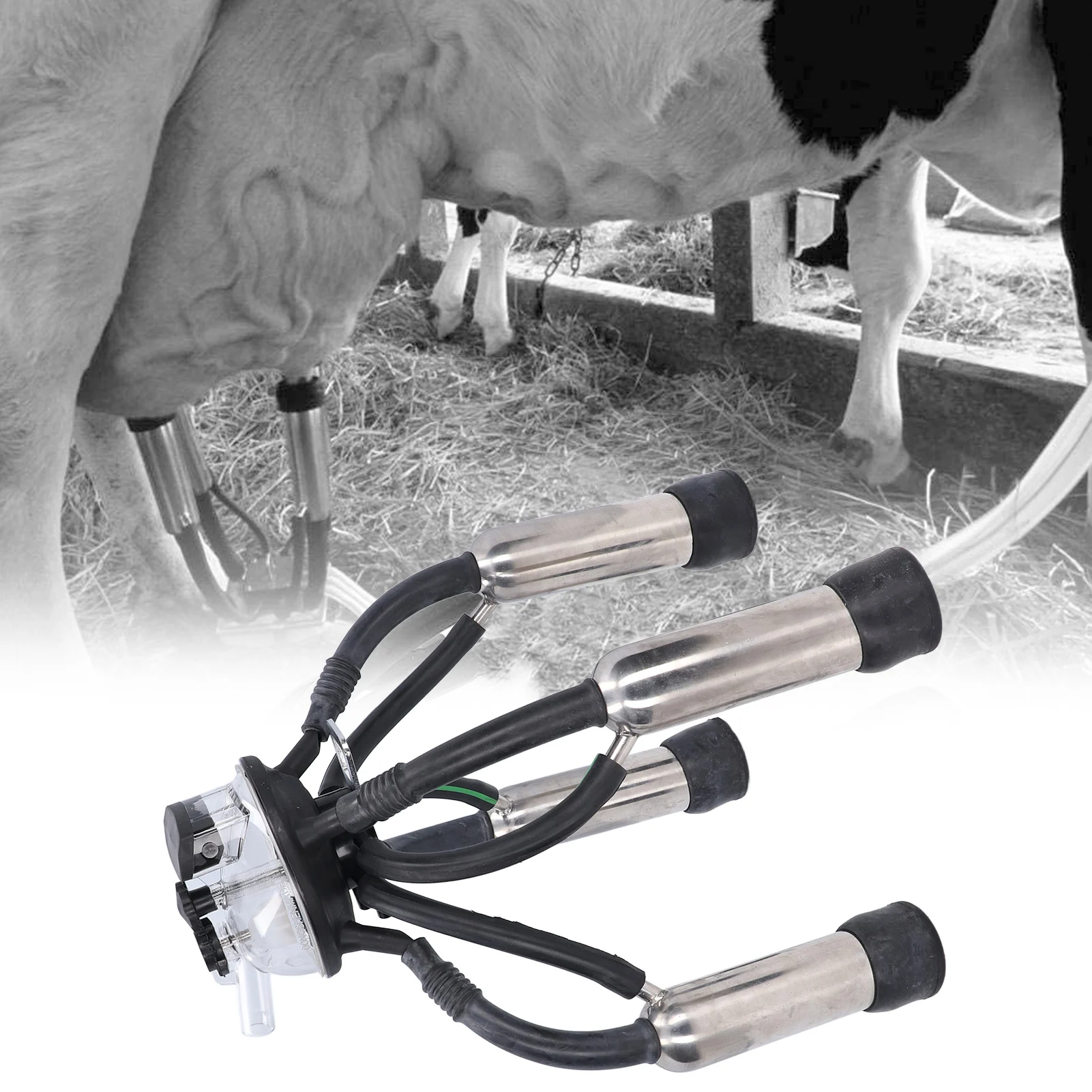 Melkklauen-Cluster, Melkcluster, Kuh-Melkencluster, Silikon, Edelstahl, rostfrei, Becher-Set für Vakuumpumpe, Milchmaschine Image