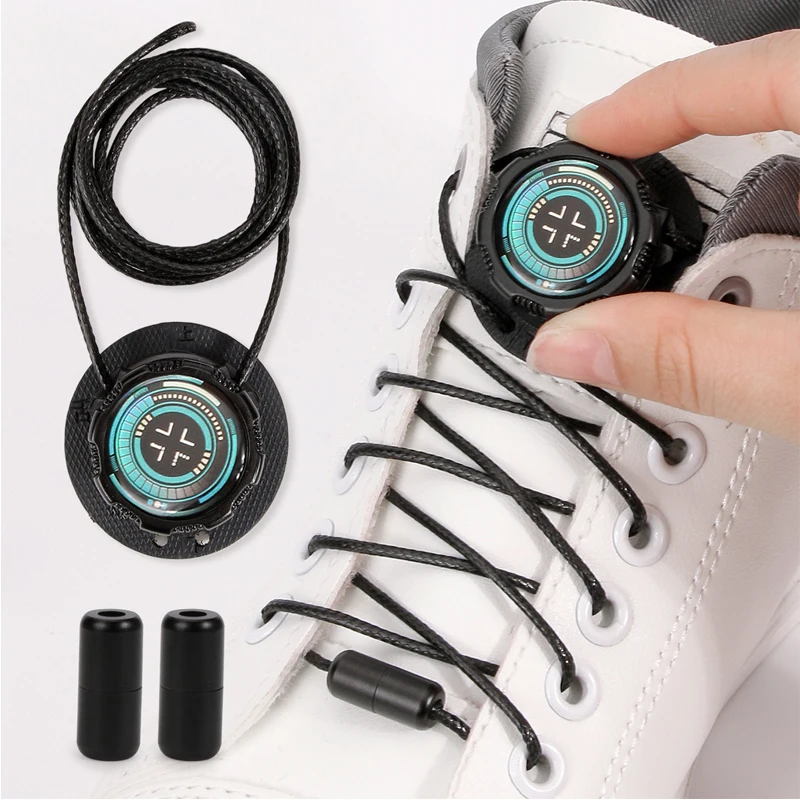 Neue Easy Fit Automatische Schnürsenkel Ohne Krawatten Drehbare Schnalle Schnürsenkel Sneakers Keine Krawatte Schnürsenkel Erwachsene Kinder Dicke Seil Schnürsenkel Image