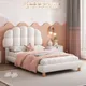Comanlai 90x200 cm Letto per bambini, Letto imbottito, Letto singolo, con rete a doghe, Schienale, Comoda testiera semicircolare, Bianco