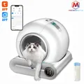 Lettiera per gatti intelligente Toilette per gatti per animali domestici Controllo app Versione inglese Vassoio per lettiera per gatti completamente chiuso 65L Deodorante per pulizia automatica