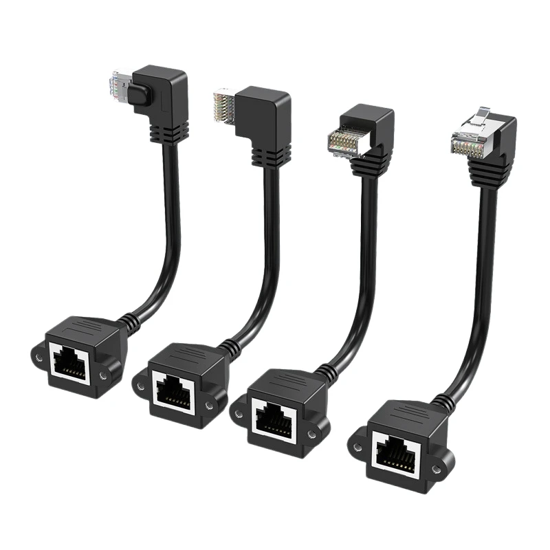 Cat6 Ethernet RJ45 90 Grad Up Down Links Rechts Winkel UTP Netzwerkkabel Patchkabel Cat5 RJ 45 Lan Kabel für Laptop Router TV BOX Image