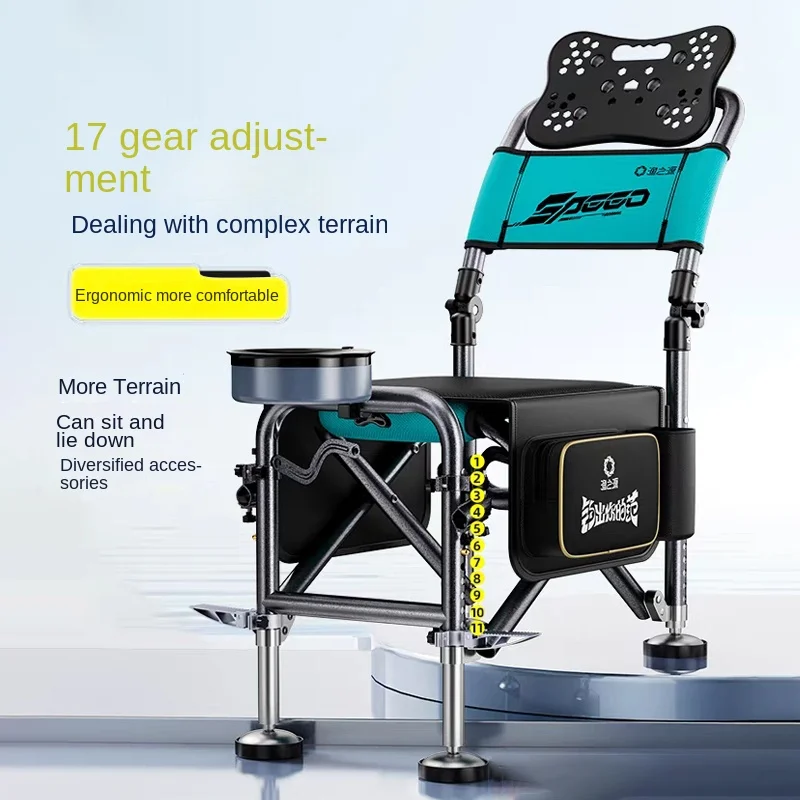 Angelstuhl Wild Fishing Kleiner Sitz Neuer tragbarer Multifunktions-Klappstuhl mit Teleskopbeinen Campingstuhl Image