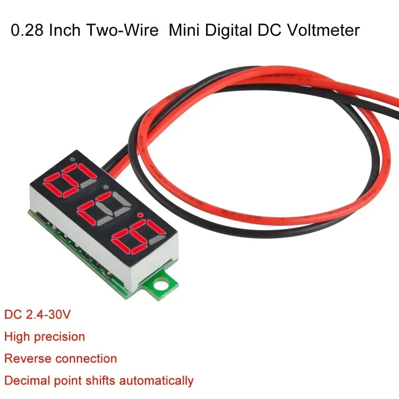 Micro 0,28 Zoll Digital Voltmeter Dreidraht DC Spannungsprüfer mit LED-Anzeige Panel Meter Image