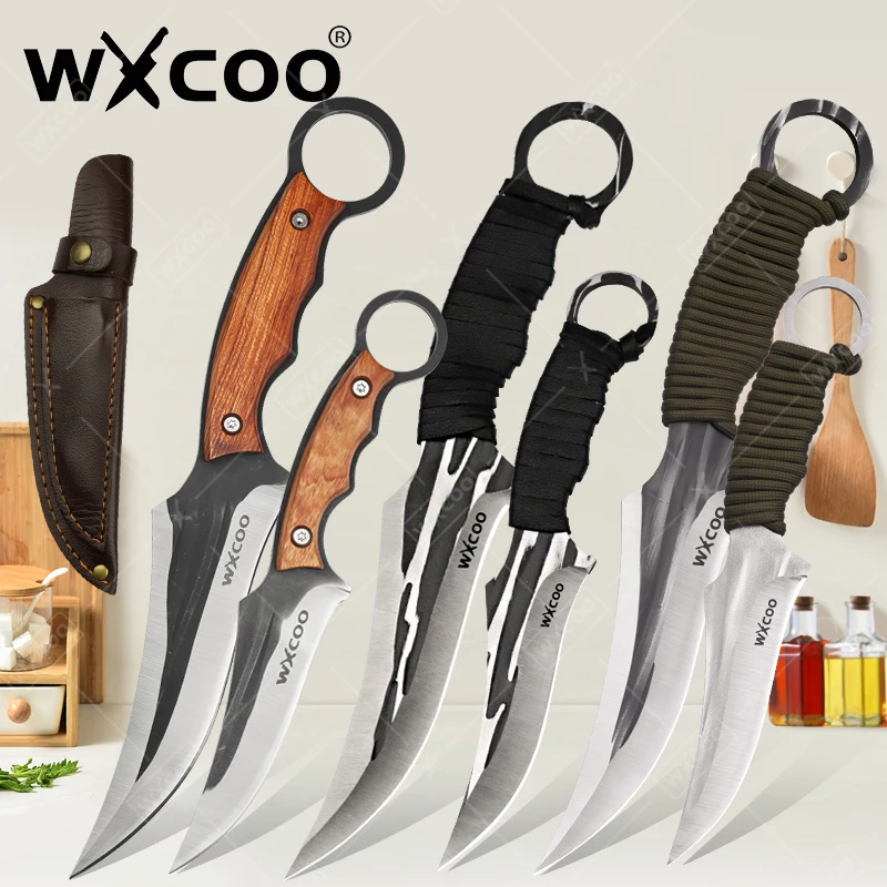 WXCOO Metzger Ausbeinmesser Edelstahl Fleisch Fisch Obst Gemüse Schneiden Küche Kochmesser Hackmesser mit Abdeckung Image