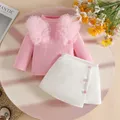 2025 New Sweet Baby Girl Abiti a maniche lunghe Bottoni decorativi Set di gonne per bambini Set di gonne per bambini autunnali e invernali