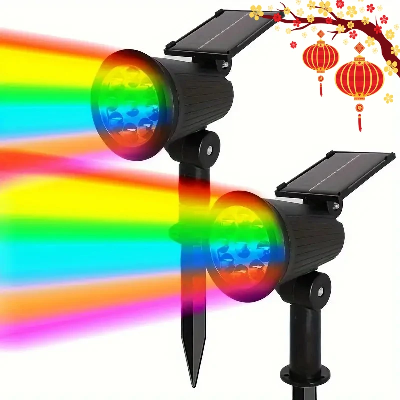 1/2PCS Solar Strahler Im Freien Einstellbare Solar Landschaft Licht RGB 9Leds Wasserdichte Solar Uplights Bäume Garten Teich hof Pfad