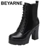 2025 stiefel frauen Herbst Schuhe Fashion Lace Up Neue Casual Runde Kappe Motorrad Kurze Stiefel Plattform Gothic Dame Schuhe