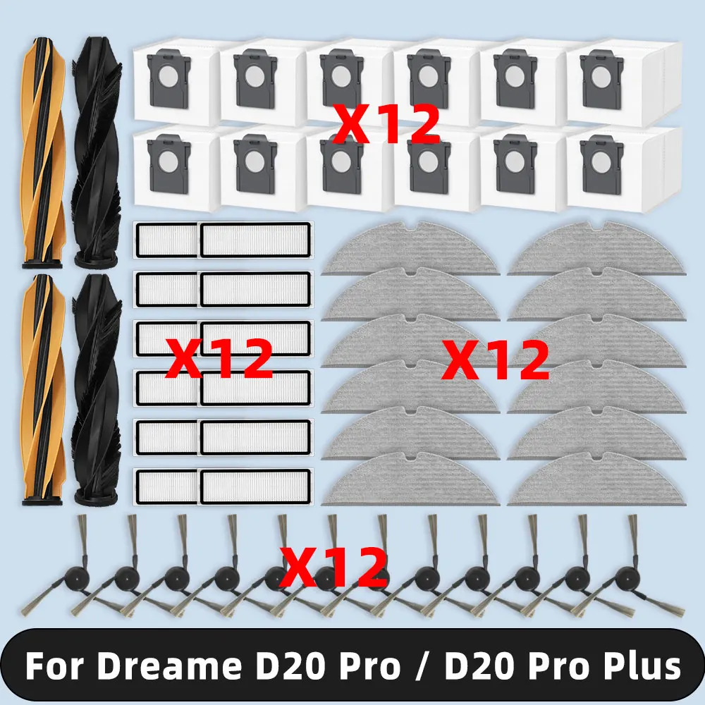 Kompatibel für ( Dreame D20 Pro / D20 Pro Plus / RLD43SA / RLD43SD ) Ersatzteile Zubehör Hauptseitenbürste HEPA-Filter Mopptuch Staubbeutel Image