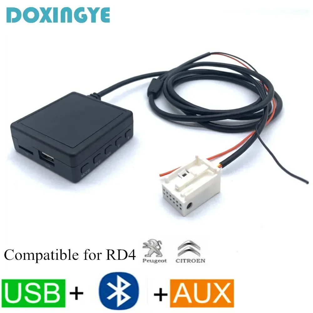 DOXINGYE Auto MP3 Player AUX USB TF Schnittstelle Bluetooth CD Wechsler Adapter Bluetooth Freisprecheinrichtung für Peugeot 307 407 Citroen RD4 Image