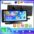 Podofo Dash Cam da 8.1 pollici 4K 1080P Wireless Carplay Android Auto Car DVR Video Drive Registratore Telecamera per retromarcia Auto Stereo Wifi FM