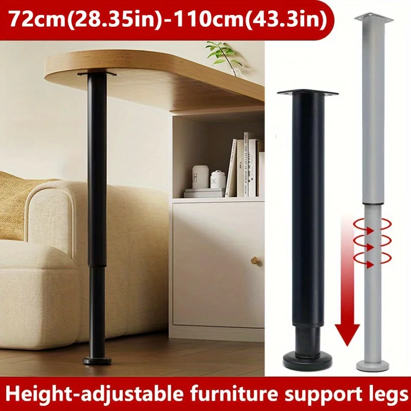 Schlanke, verstellbare Tischbeine aus Metall von 72 cm – zylindrische Möbelstütze für Heimwerkerprojekte, Werkbänke, Esszimmer- und Couchtische
