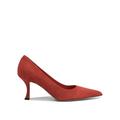 Salvatore Ferragamo Hohe Schuhe - Red Suede And Leather Pointed Toe Pumps - Gr. 6_5 - in Rot - für Damen