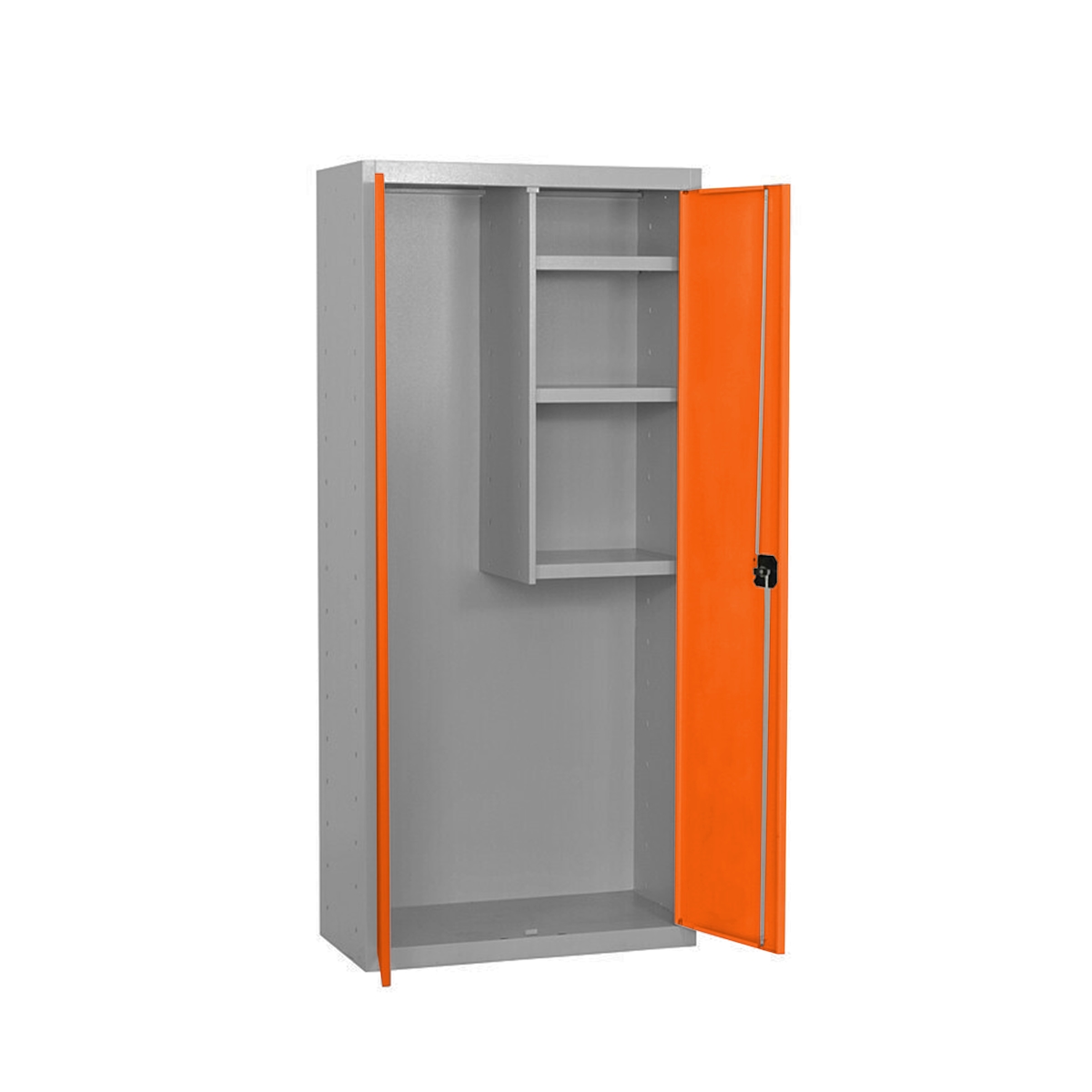 Proregal Putzmittelschrank AMEGO | HxBxT 180x80x40cm | 3x Fachboden | Orange-Grau Image