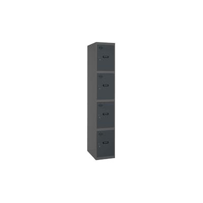 PROREGAL Spind AMEGO | HxBxT 180x40x50cm | 4 Abteile | Grundmodul | Anthrazit-Anthrazit | Schließfach Garderobe Image