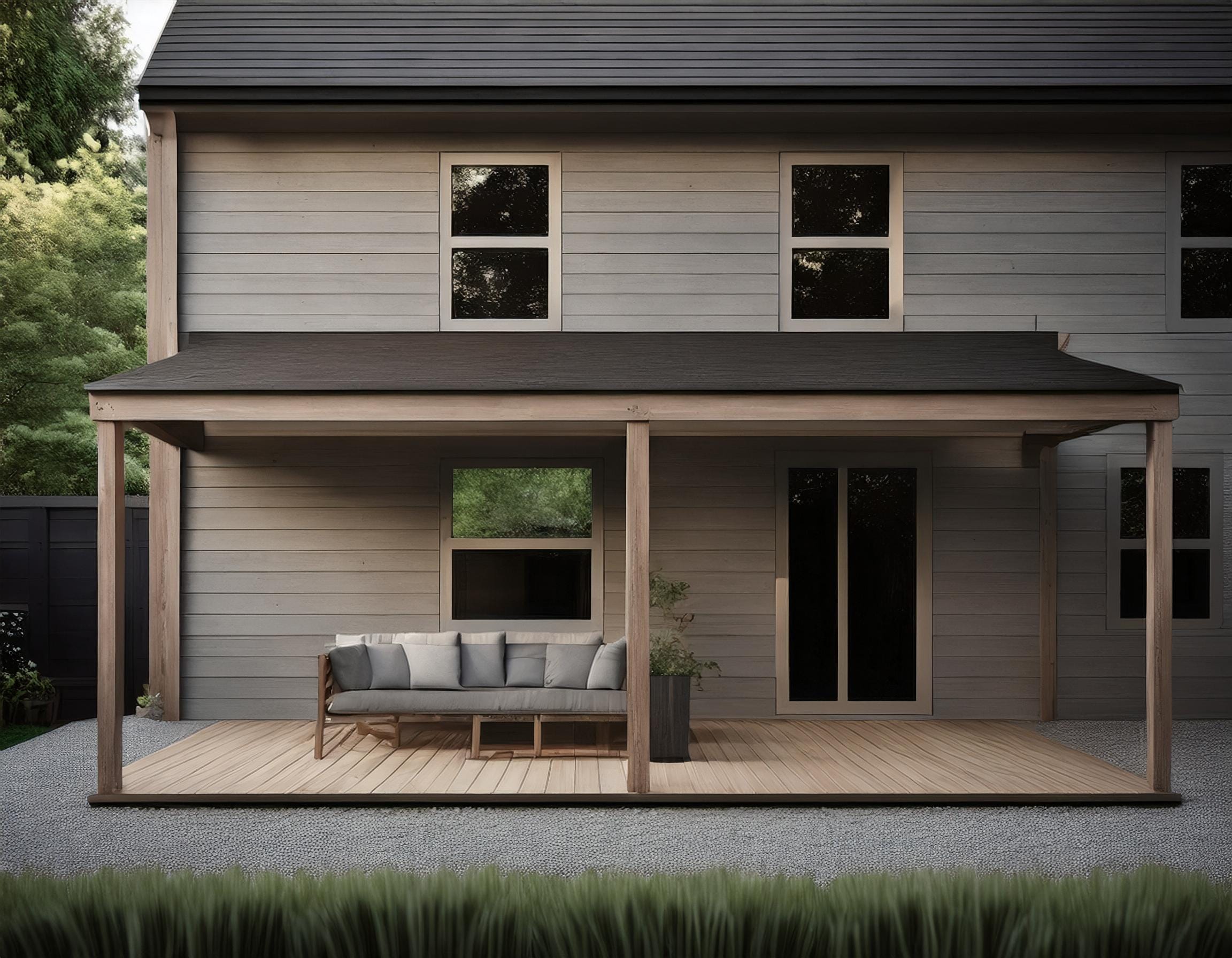 Progetti per tettoia da giardino in legno per patio 6,7 m x 3,4 m (22 piedi x 11 piedi) Piani di falegnameria digitali scaricabili solo in formato met