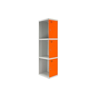 PROREGAL Spind AMEGO | HxBxT 180x30x50cm | 3 Abteile | Anbaumodul | Grau-Orange | Schließfach Garderobe Image