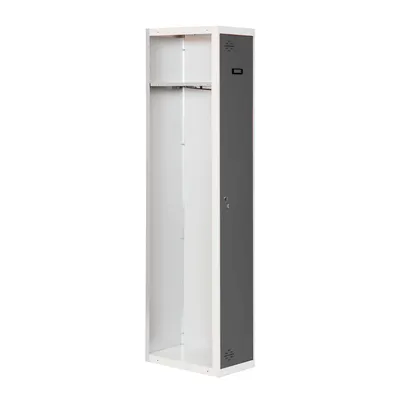 PROREGAL Spind AMEGO | HxBxT 180x40x50cm | 1 Abteil | Anbaumodul | Weiß-Anthrazit | Schließfach Garderobe Image