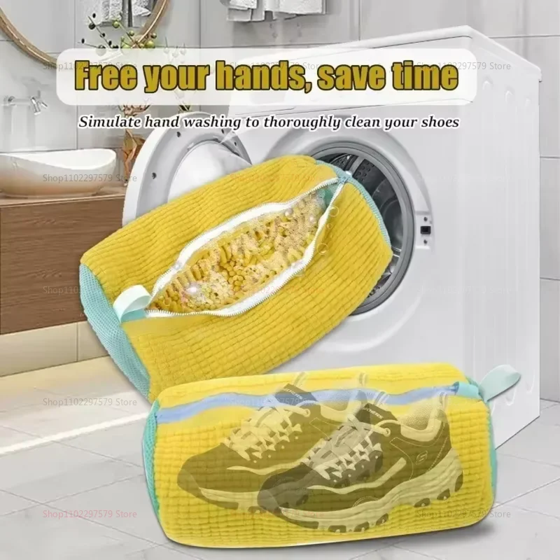 2025 Hot Sale 1Pc Shoe Washing Bag Cotton Laundry Bags Zippers Closure Shoe Cleaning Bag Friendly Laundry Drying Bags