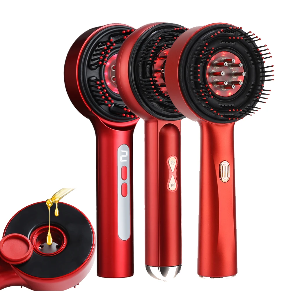 Electric Scalp Massage Comb Scalp Oil Applicator Hair Care Red Light Head Massager for Hairline Growth Anti-Hair Loss Hairbrush