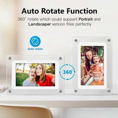Acrylic Digital Photo Frame 5 and 7 Inch IPS Screen 4GB Memory Rechargeable Battery Auto Rotate Portable Digital Picture Frame