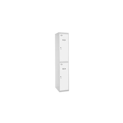 PROREGAL Spind AMEGO | HxBxT 180x40x50cm | 2 Abteile | Grundmodul | Grau-Weiß | Schließfach Garderobe Image