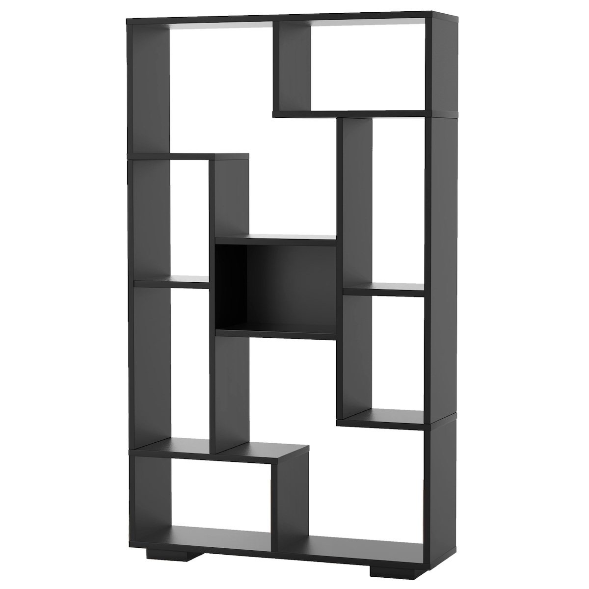 COSTWAY 120 cm Bücherregal mit 9 Fächern, Standregal, Raumteiler, geometrisch, Holz Image