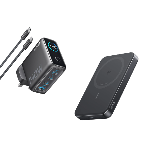 Anker Laptop Charger (140W, 4-Port, PD 3.1) with USB-C Cable + Anker MagGo Power Bank (10K, Slim)
