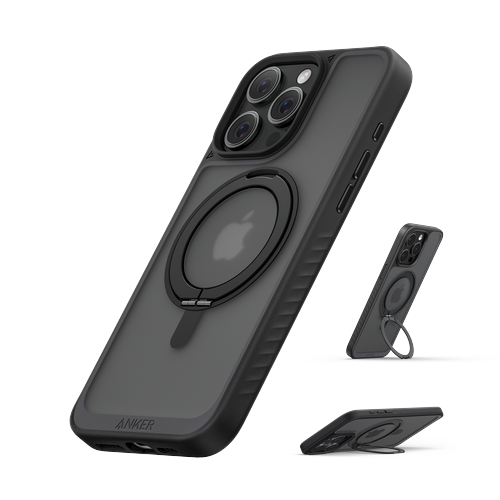 Anker MagGo Magnetic Case with Stand (360° Ring Stand, For iPhone)-Black Stone-iPhone 16 Pro
